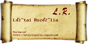 Létai Rozália névjegykártya